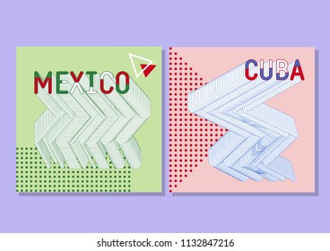 Mexico and Cuba templates.  Typography and countries.