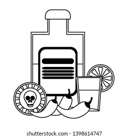 Mexico culture cartoons in black and white