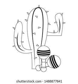 mexico culture and foods cartoons cactus and the rattles vector illustration graphic design
