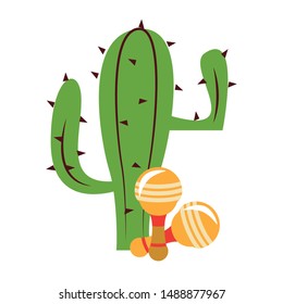 mexico culture and foods cartoons cactus and the rattles vector illustration graphic design