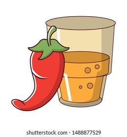 mexico culture and foods cartoons glass and jalapeno vector illustration graphic design