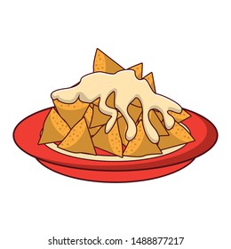 mexico culture and foods cartoons plate with nachos and melted cheese vector illustrationgraphic design