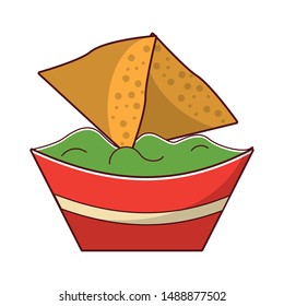 mexico culture and foods cartoons plate with guacamole also nachos vector illustrationgraphic design