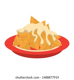mexico culture and foods cartoons plate with nachos and melted cheese vector illustrationgraphic design