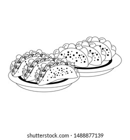 mexico culture and foods cartoons plates with tacos vector illustration graphic design