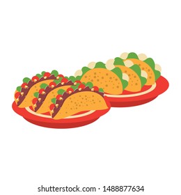 mexico culture and foods cartoons plates with tacos vector illustration graphic design