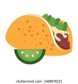 mexico culture and foods cartoons taco and cut lemon vector illustrationgraphic design