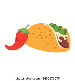 mexico culture and foods cartoons taco and jalapeno vector illustrationgraphic design