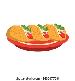 mexico culture and foods cartoons tacos with plate vector illustration graphic design