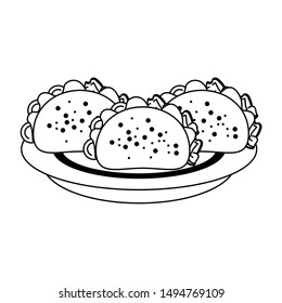 mexico culture and foods cartoons tacos with plate vector illustration graphic design