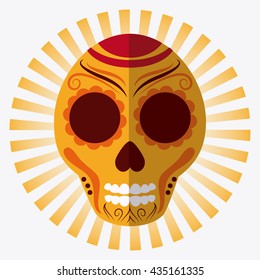 Mexico culture icons in flat design style, vector illustration