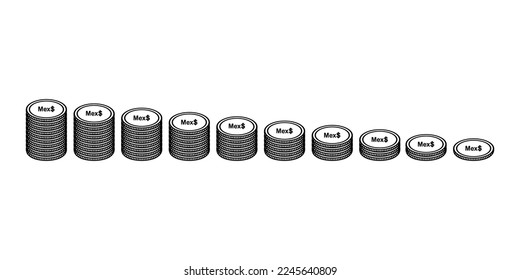 Mexico Currency Symbol. Mexican Peso Icon, MXN Sign. Vector Illustration