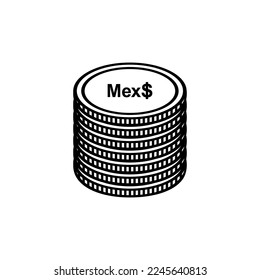 Mexico Currency Symbol. Mexican Peso Icon, MXN Sign. Vector Illustration