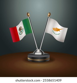 Mexico and Cyprus table flags relation  with gradient backgrund. Vector Illustration