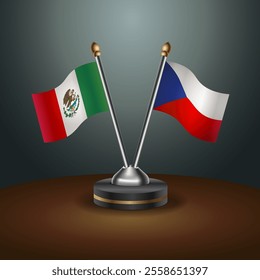 Mexico and Czech Republic table flags relation  with gradient backgrund. Vector Illustration