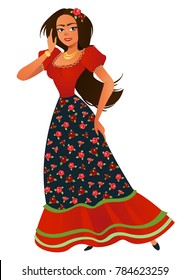 Mexico Dancer At The Cinco De Mayo Festival. Mexican And Latin Music Folk Celebration. Vector Illustration. 