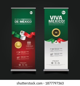 Mexico Day Celebration, roll up banner set design Template. vector illustration