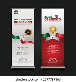 Mexico Day Celebration, roll up banner set design Template. vector illustration