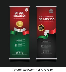 Mexico Day Celebration, roll up banner set design Template. vector illustration