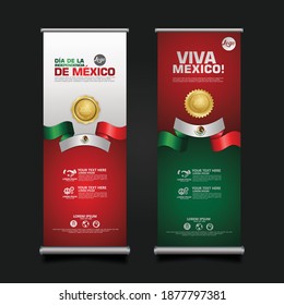 Mexico Day Celebration, roll up banner set design Template. vector illustration