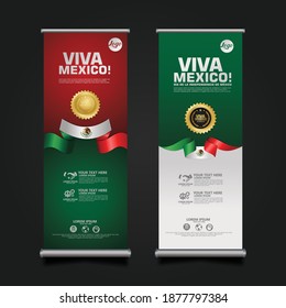 Mexico Day Celebration, roll up banner set design Template. vector illustration