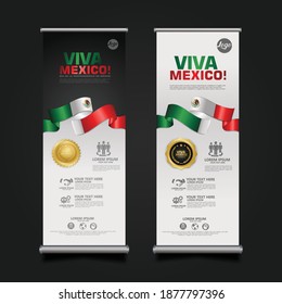 Mexico Day Celebration, roll up banner set design Template. vector illustration