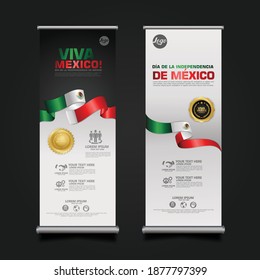 Mexico Day Celebration, roll up banner set design Template. vector illustration