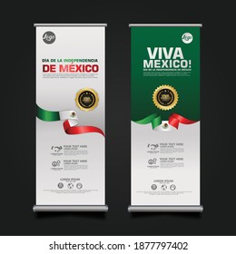 Mexico Day Celebration, roll up banner set design Template. vector illustration