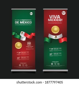 Mexico Day Celebration, roll up banner set design Template. vector illustration