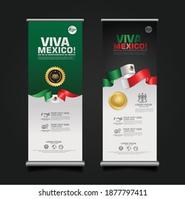 Mexico Day Celebration, roll up banner set design Template. vector illustration