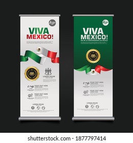 Mexico Day Celebration, roll up banner set design Template. vector illustration