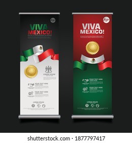 Mexico Day Celebration, roll up banner set design Template. vector illustration