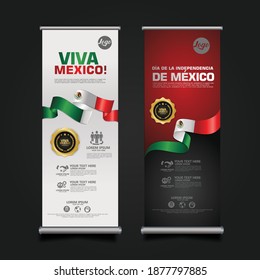 Mexico Day Celebration, roll up banner set design Template. vector illustration