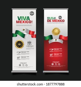 Mexico Day Celebration, roll up banner set design Template. vector illustration