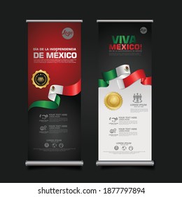 Mexico Day Celebration, roll up banner set design Template. vector illustration