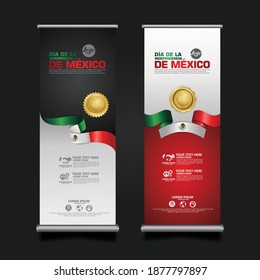 Mexico Day Celebration, roll up banner set design Template. vector illustration