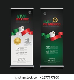 Mexico Day Celebration, roll up banner set design Template. vector illustration