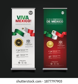 Mexico Day Celebration, roll up banner set design Template. vector illustration