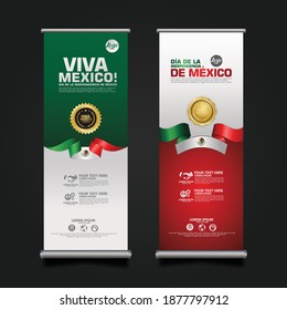 Mexico Day Celebration, roll up banner set design Template. vector illustration