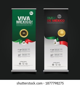 Mexico Day Celebration, roll up banner set design Template. vector illustration