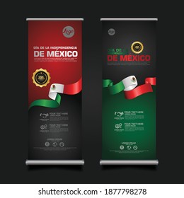 Mexico Day Celebration, roll up banner set design Template. vector illustration