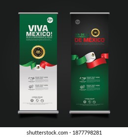 Mexico Day Celebration, roll up banner set design Template. vector illustration