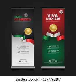 Mexico Day Celebration, roll up banner set design Template. vector illustration