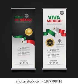 Mexico Day Celebration, roll up banner set design Template. vector illustration