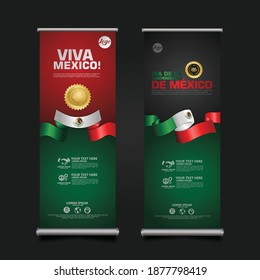 Mexico Day Celebration, roll up banner set design Template. vector illustration