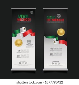 Mexico Day Celebration, roll up banner set design Template. vector illustration