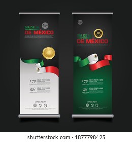 Mexico Day Celebration, roll up banner set design Template. vector illustration