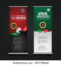 Mexico Day Celebration, roll up banner set design Template. vector illustration