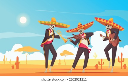 Mexico day of dead background with national festival symbols flat vector illustration