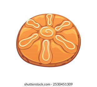 Mexico Day of Dead Pan de Muerto bread or cake. Mexican Dia de Los Muertos festival spooky bake, isolated vector scary cake. Hispanic culture holiday or Mexico Day of the Dead carnival traditional pan